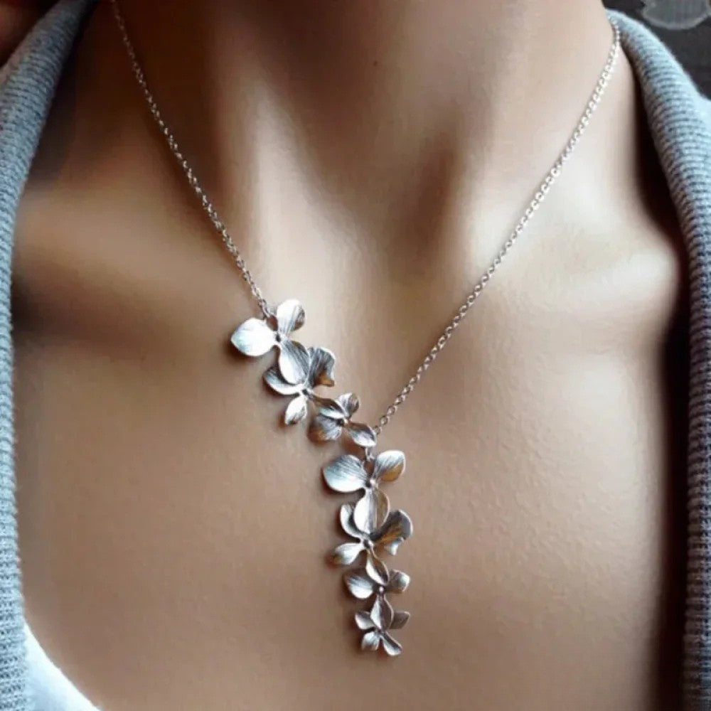 Antike Silber Blumen-Halskette