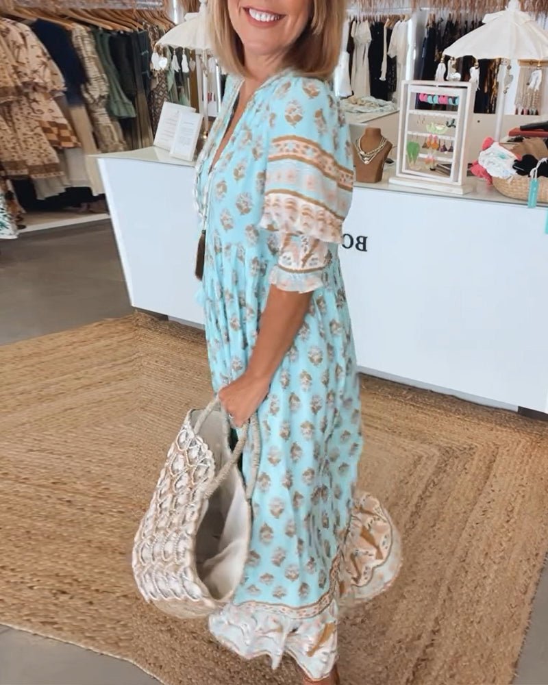 Mana| Vestido Chic Floral com Decote em V