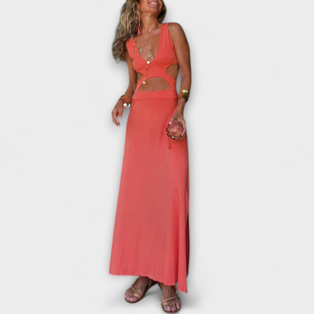 Ella - Eleanor tie-dye cutout schlitz stretch kjole