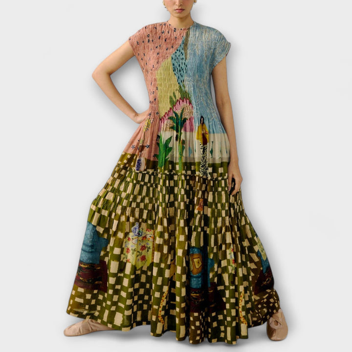 Amara - Robe plissée à imprimé animalier