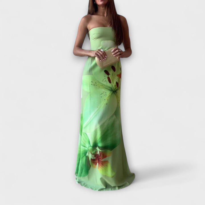 Zephyra - Vestido maxi estiloso con hombros descubiertos