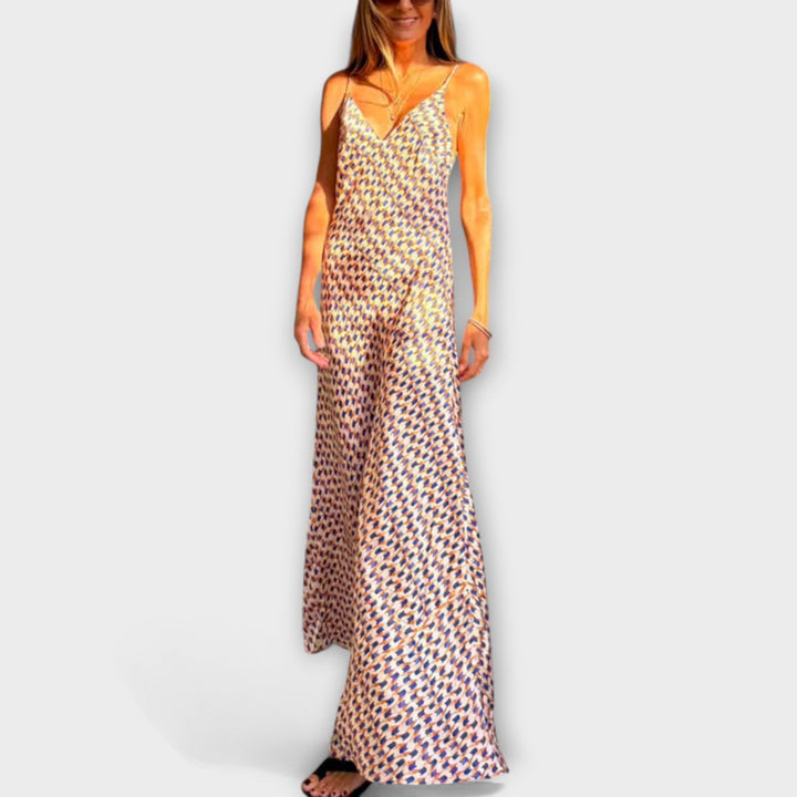 Tove - Vestido Maxi Estampado Geométrico Estiloso