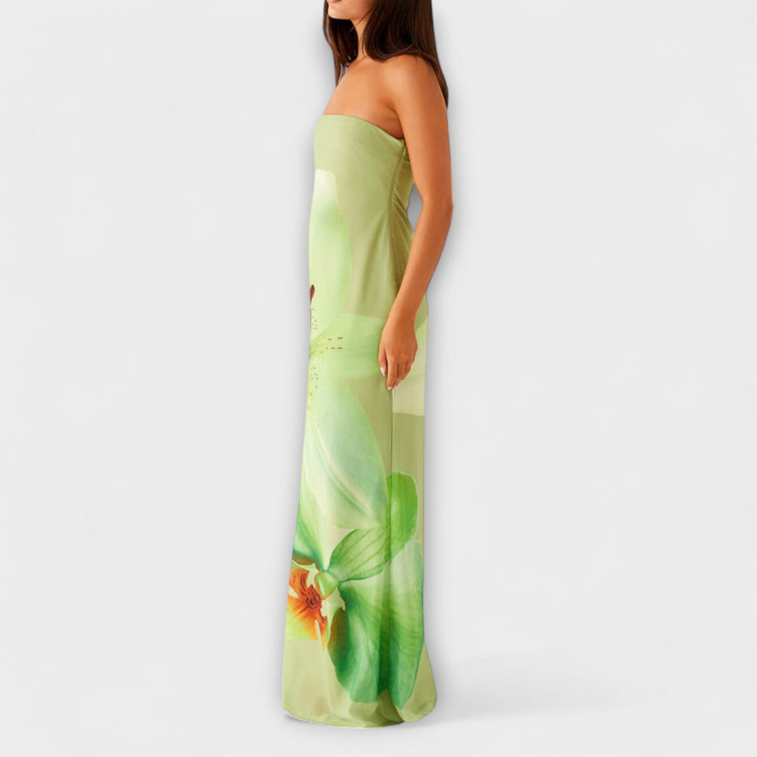 Zephyra - Vestido maxi estiloso con hombros descubiertos
