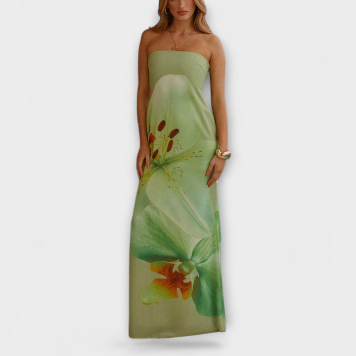 Zephyra - Vestido maxi estiloso con hombros descubiertos