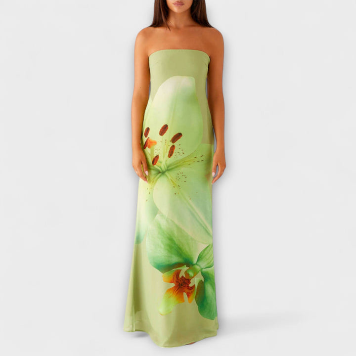 Zephyra - Vestido maxi estiloso con hombros descubiertos