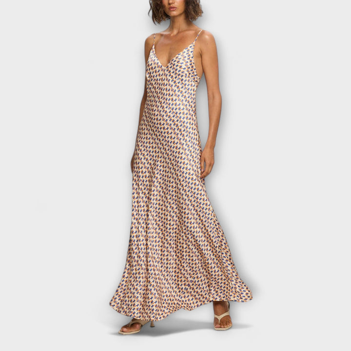 Tove - Vestido Maxi Estampado Geométrico Estiloso