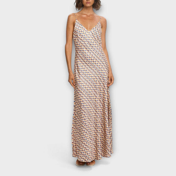 Tove - Vestido Maxi Estampado Geométrico Estiloso