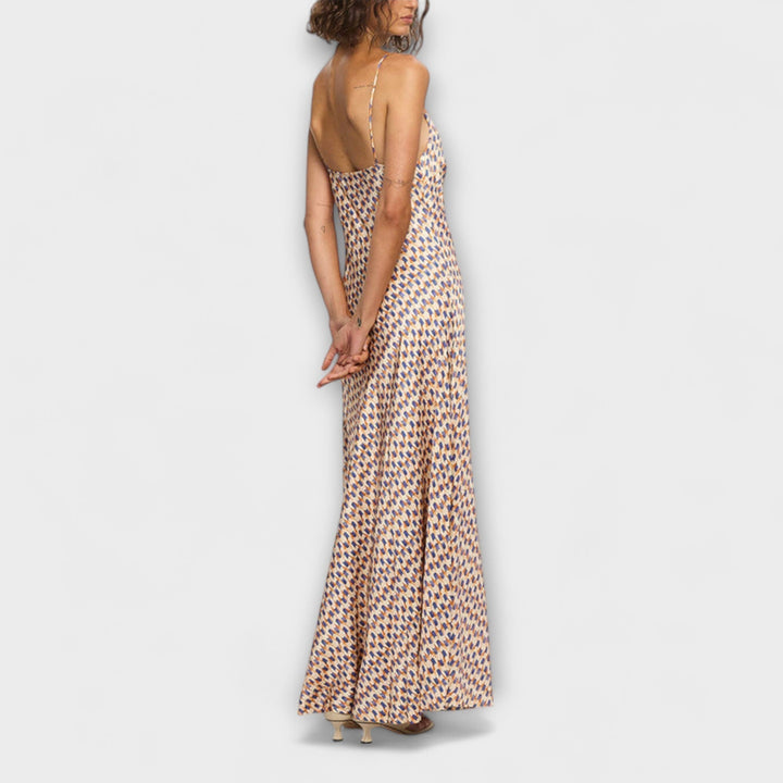 Tove - Vestido Maxi Estampado Geométrico Estiloso