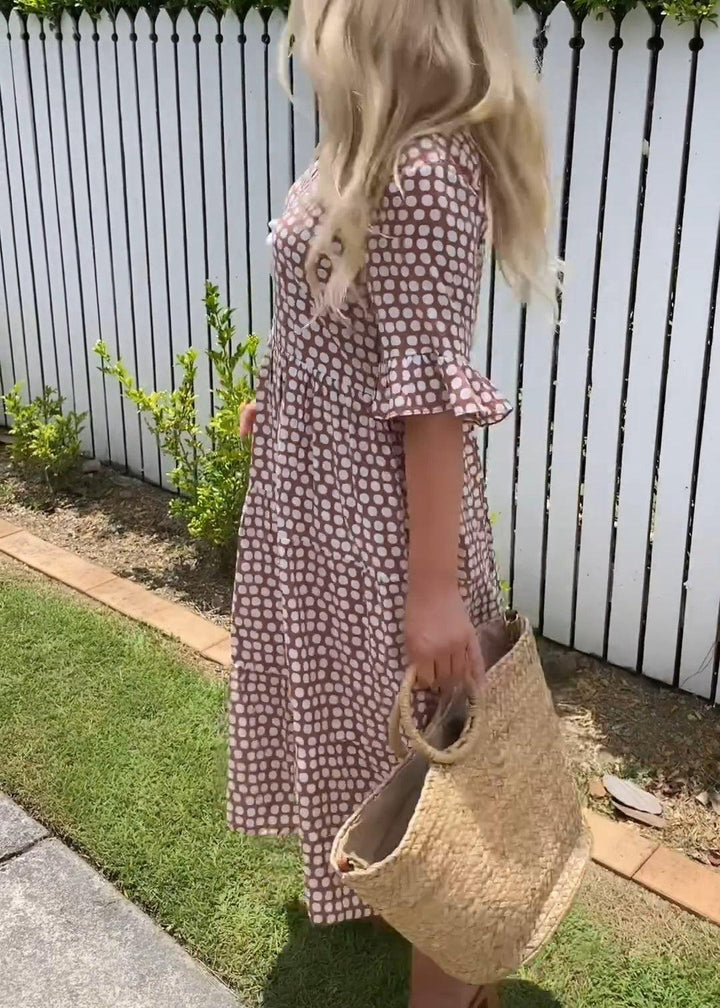 Zora | Vestido Midi de Manga Curta Sable