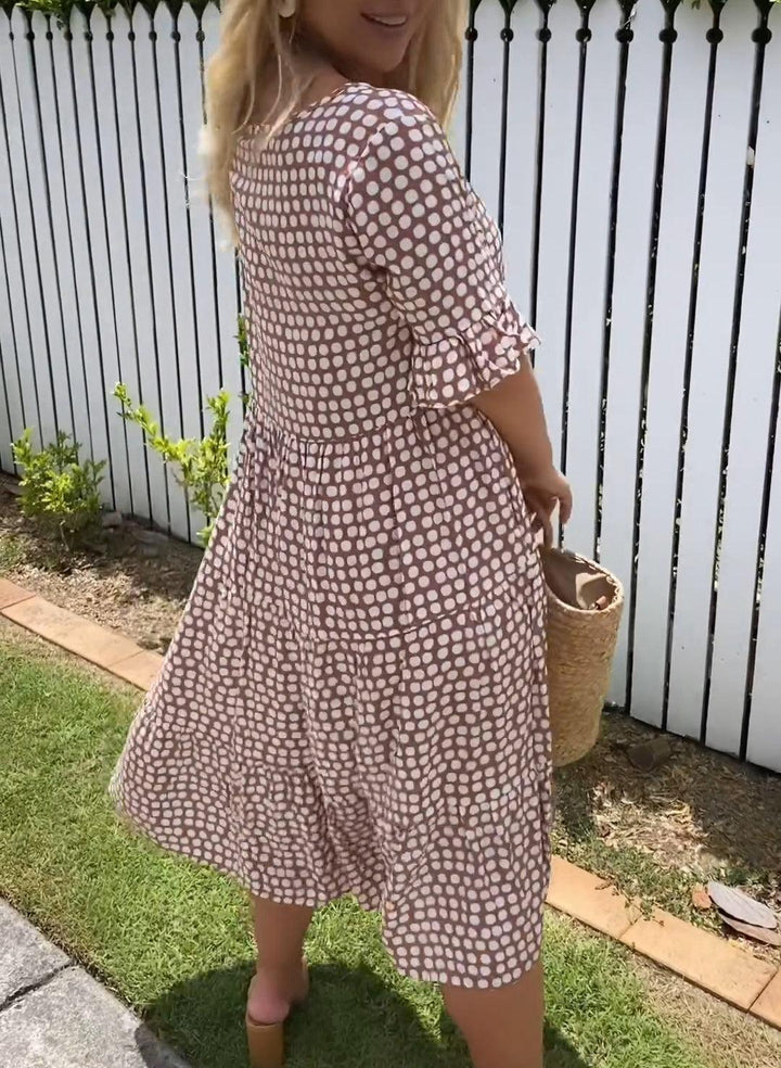 Zora | Vestido Midi de Manga Curta Sable