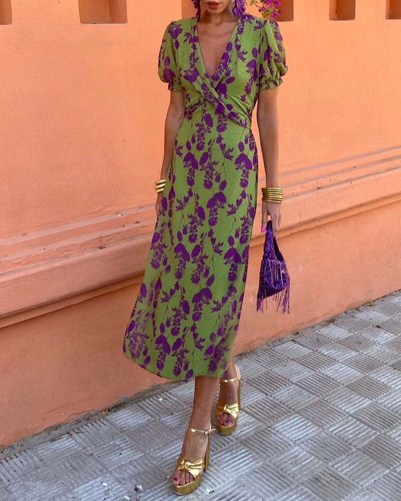 Brie | Abito Midi Floreale con Scollo a V