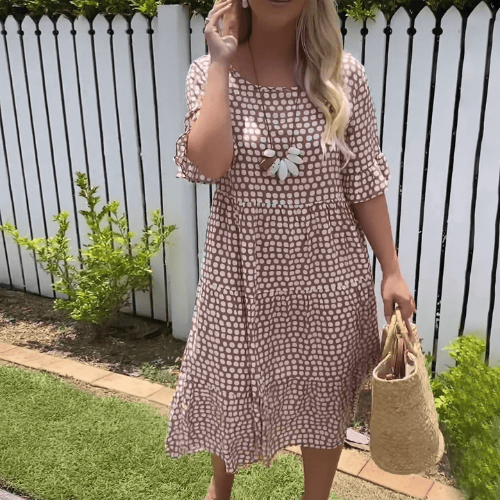 Zora | Vestido Midi de Manga Curta Sable