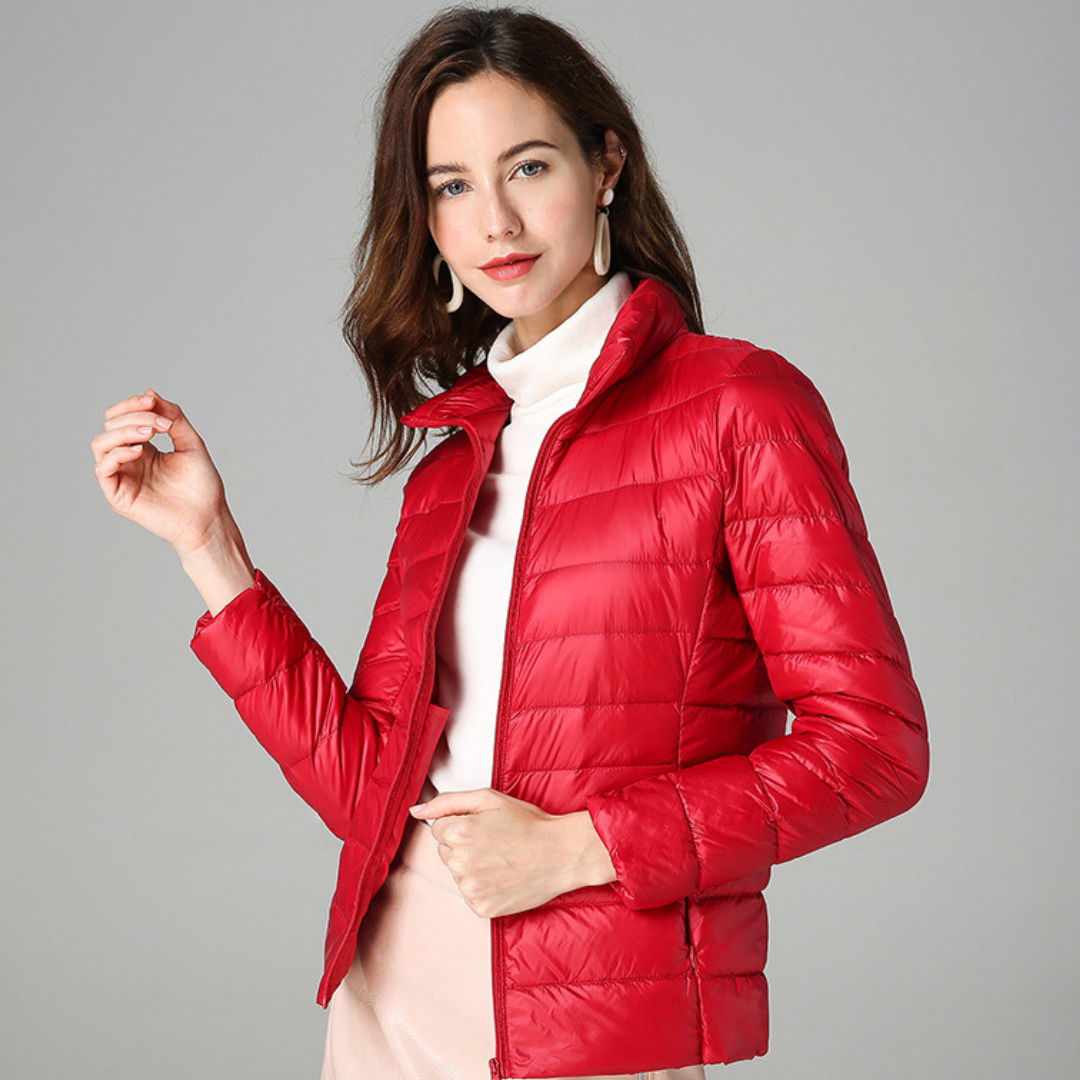 Women's Jacket Cotton Down Waterproof Lightweight Packable Pockets Office Travel