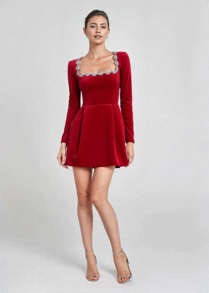 Willow™ | Vestido Mini de Veludo