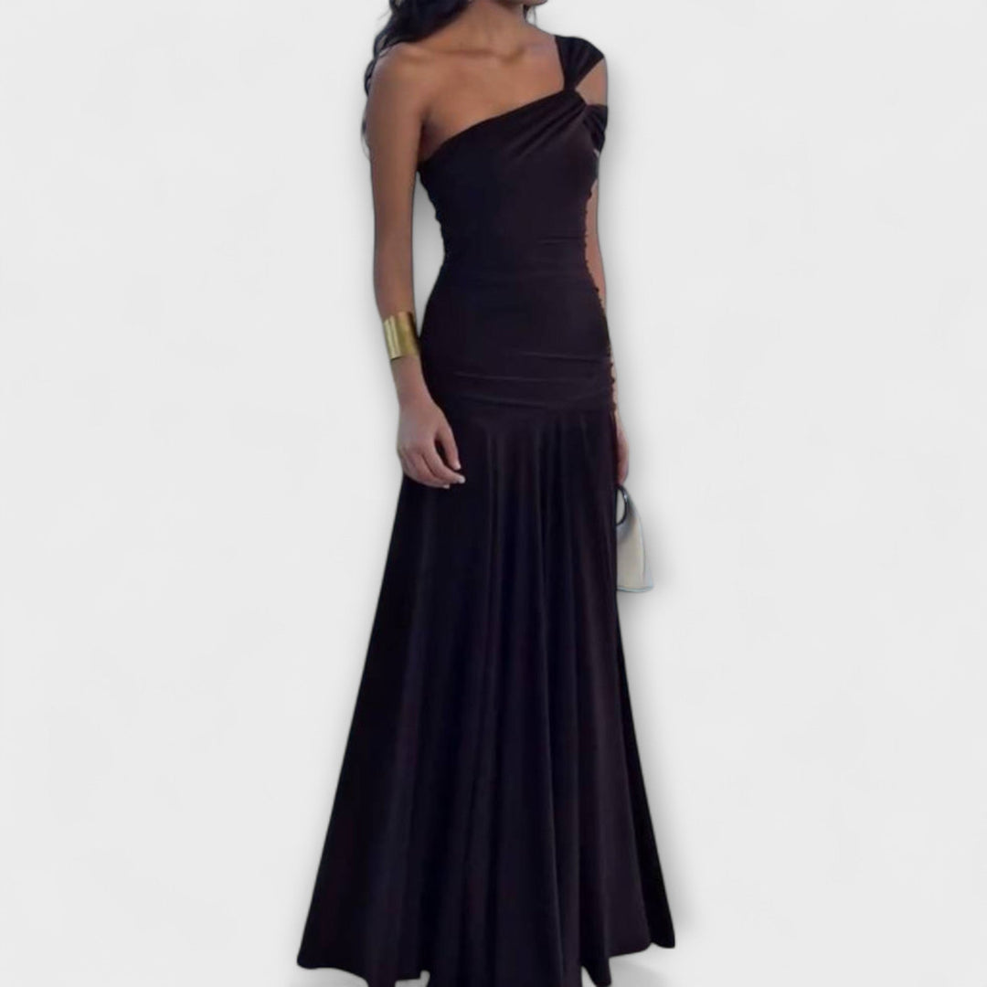 Margot - Off-shoulder tætsiddende maxikjole