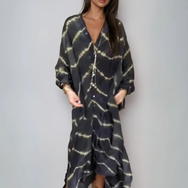 Lina™ - Langærmet kjole med stribet print