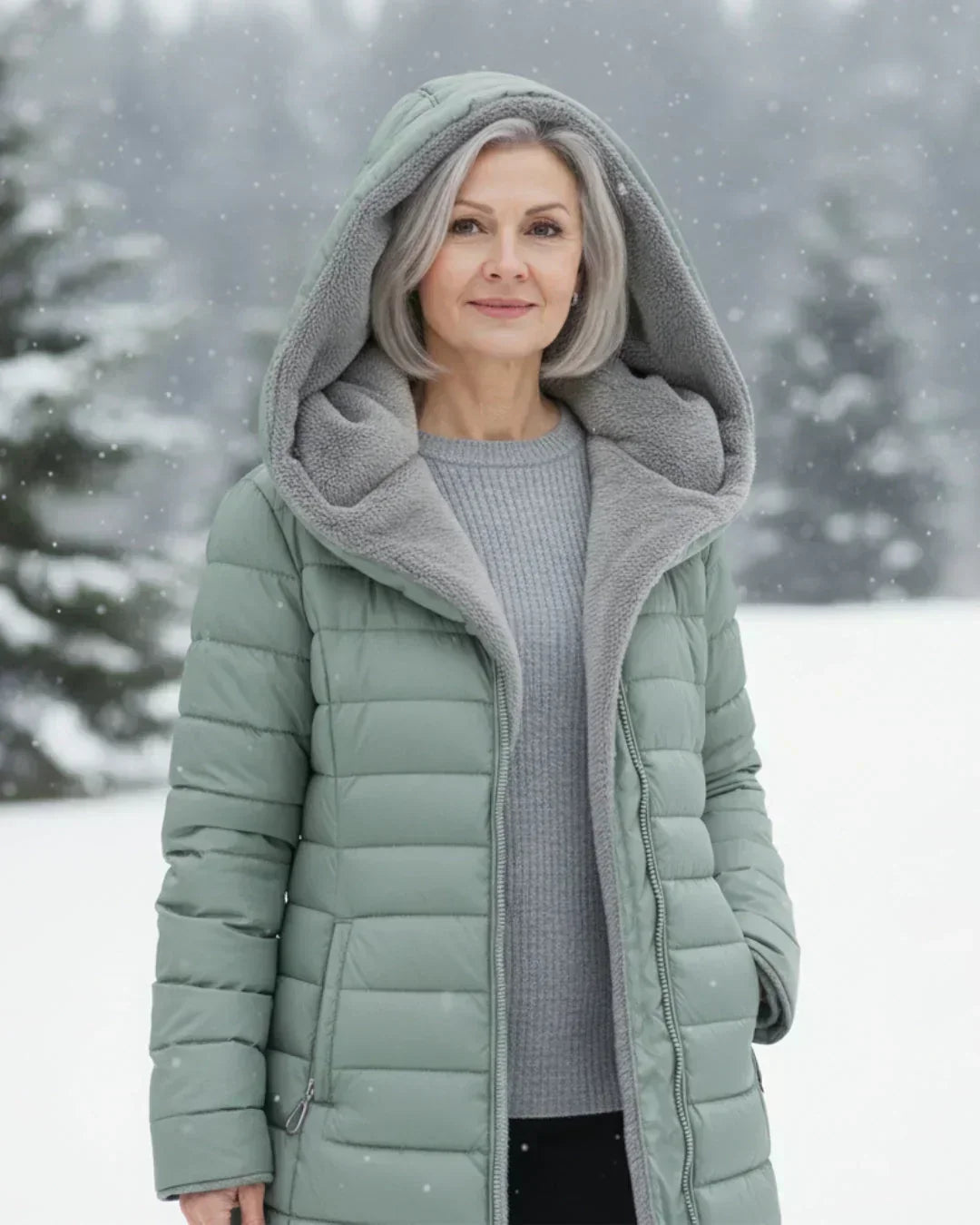 Apolline | Padded Long Quilted Jacket with A-Line Cut and Front Zip Closure