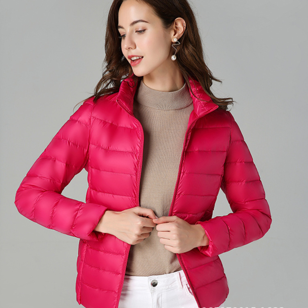 Women's Jacket Cotton Down Waterproof Lightweight Packable Pockets Office Travel