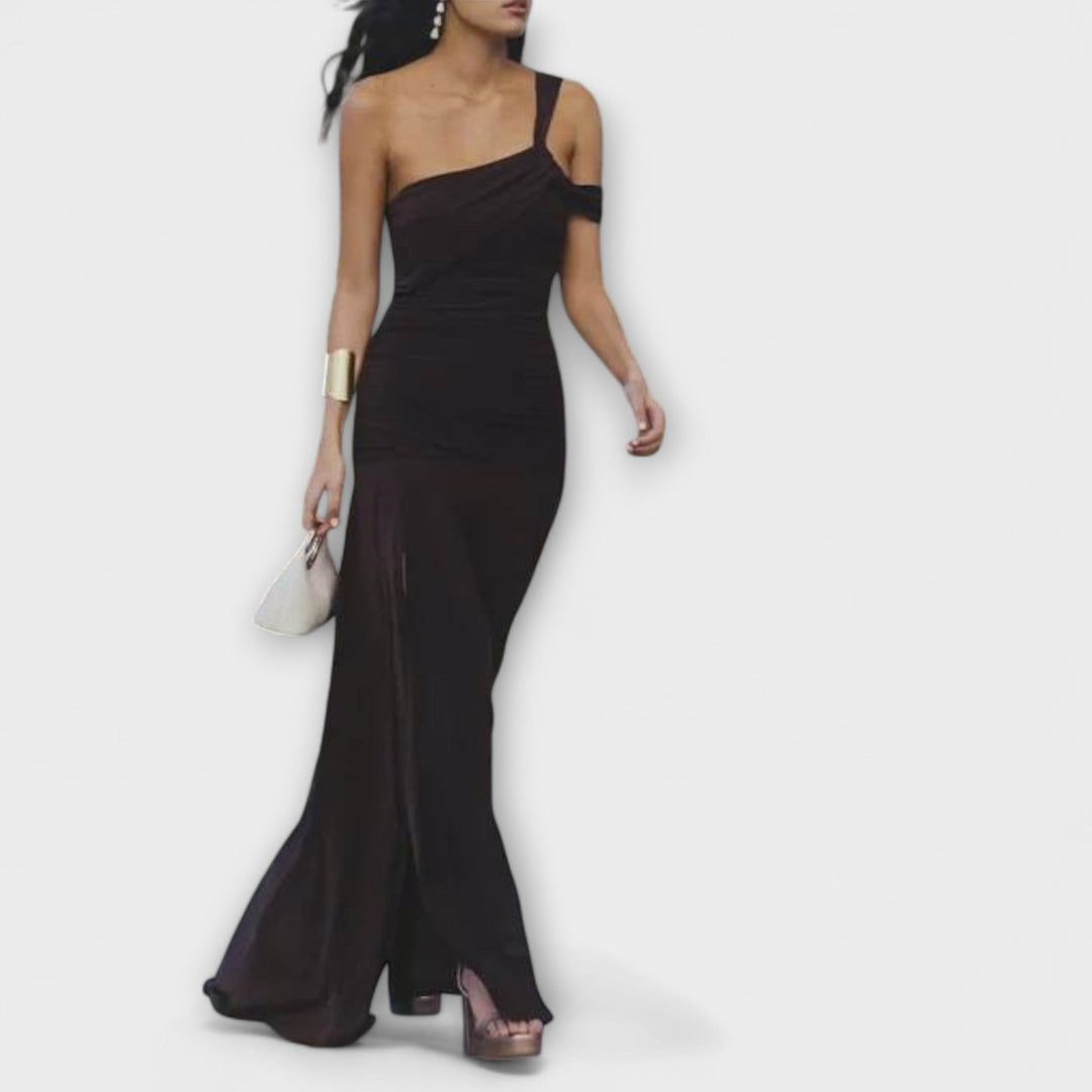 Margot - Off-shoulder tætsiddende maxikjole