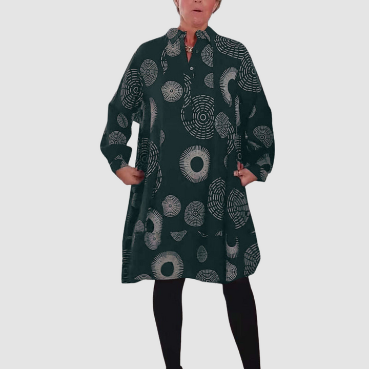 Haydie™ Vestido casual con solapa y estampado geométrico