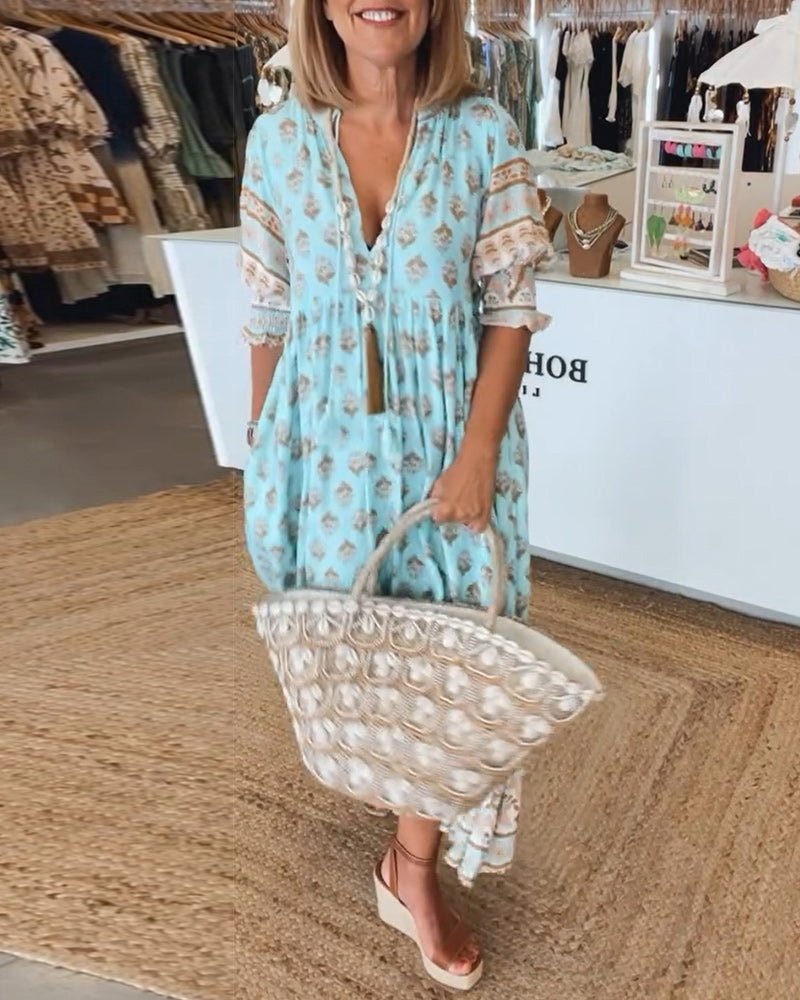 Mana| Vestido Chic Floral com Decote em V