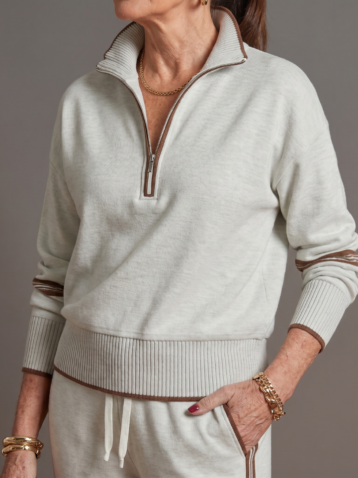 Alina | Ensemble avec haut à manches longues à col zippé facile à porter et pantalon à jambes larges