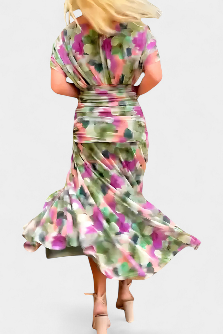 Alondra™ Lang blomsterkjole med V-hals