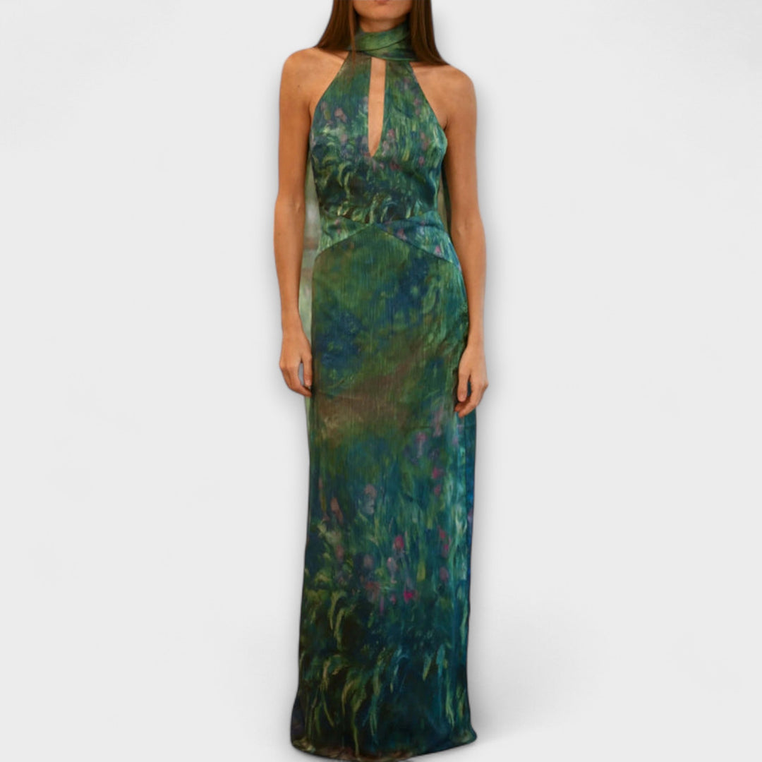 Maisie - Monet Iris Print Maxikleid