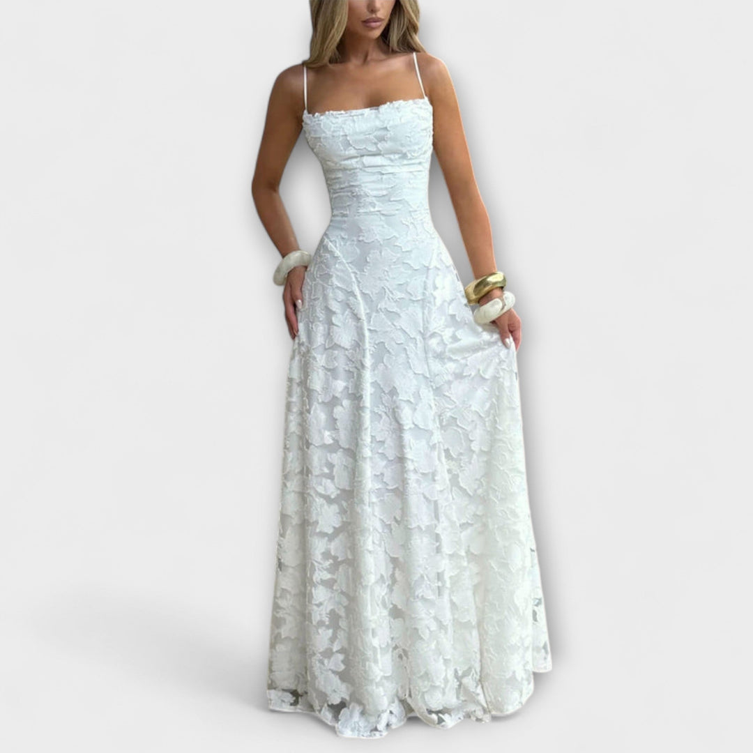 Emberly - Elegantes Jacquard Maxikleid
