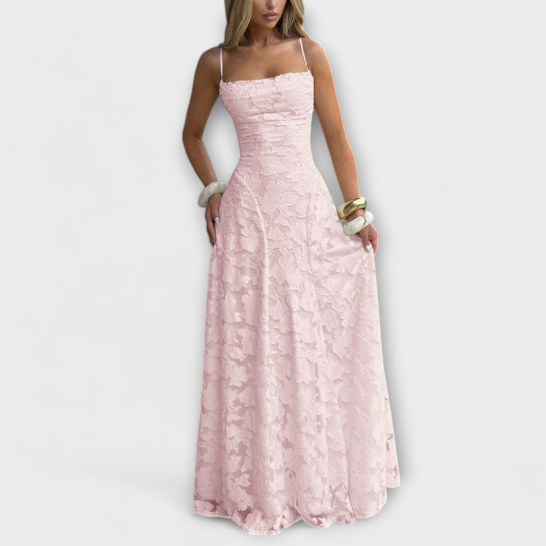 Emberly - Elegantes Jacquard Maxikleid