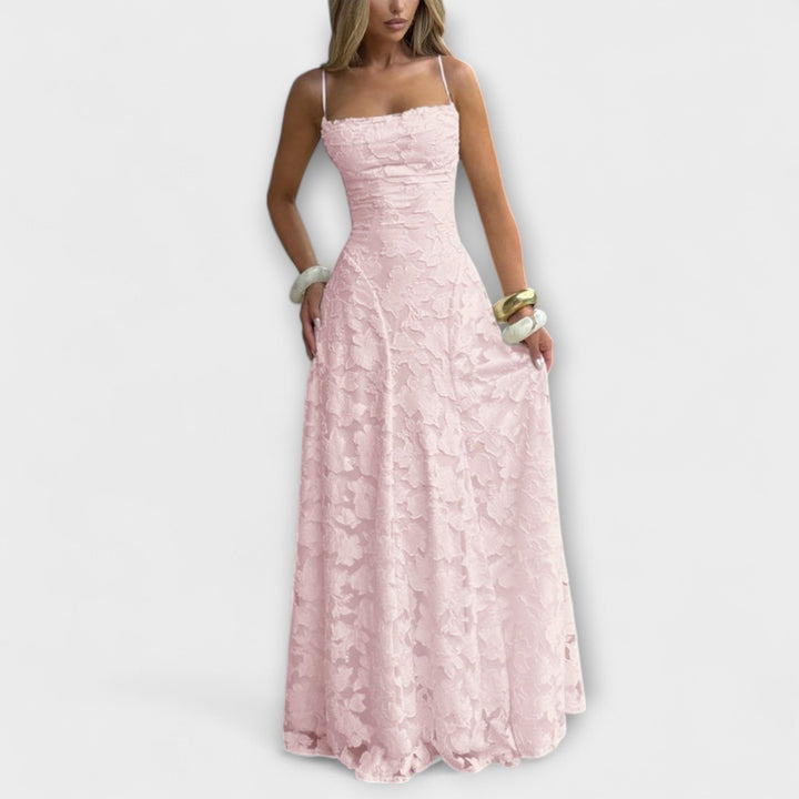 Emberly - Elegantes Jacquard Maxikleid