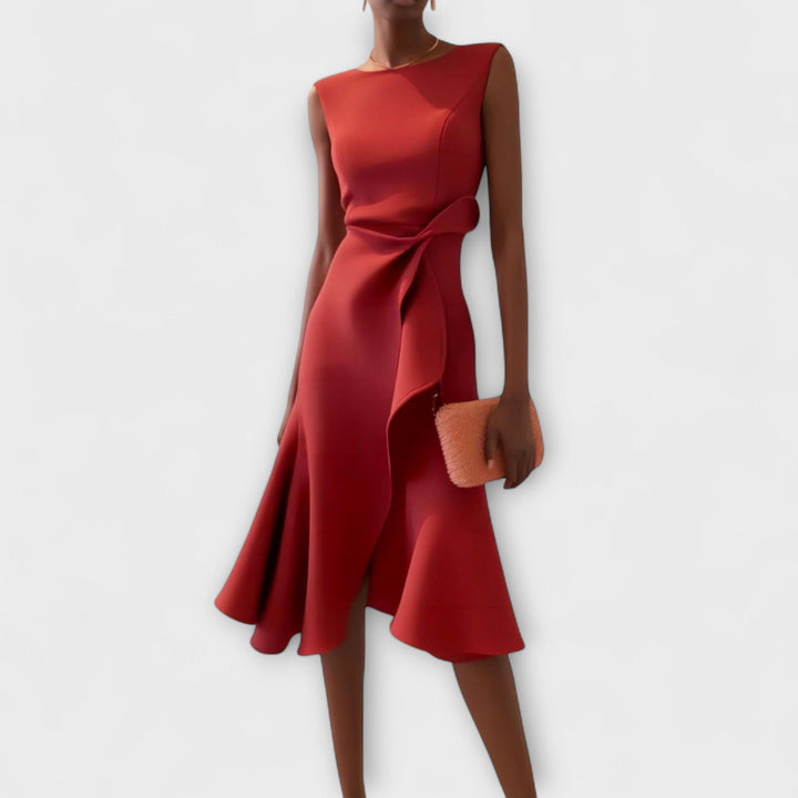 Juliette – Robe midi drapée asymétrique
