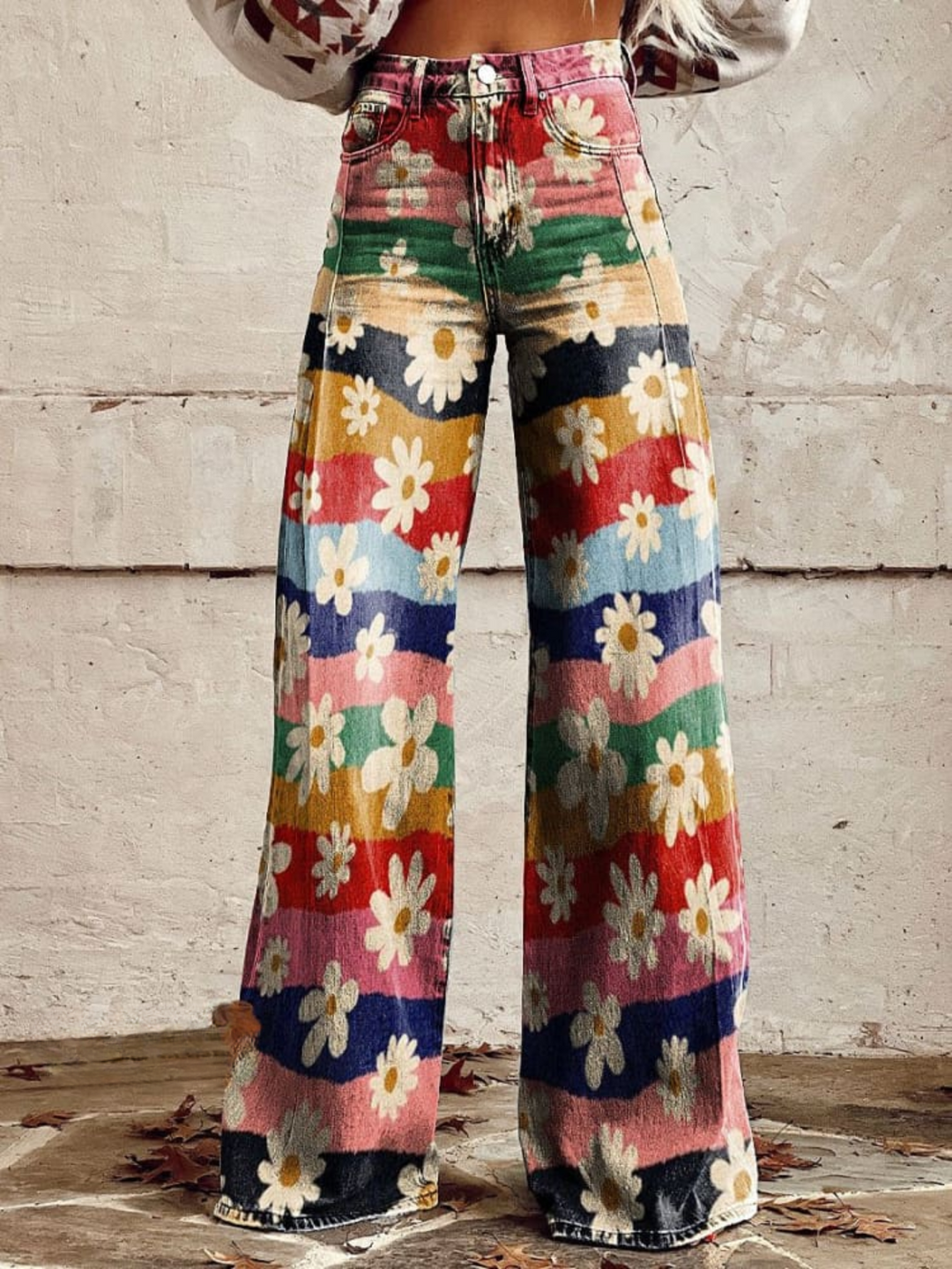 Lily | Pantalon Large Floral Rayé