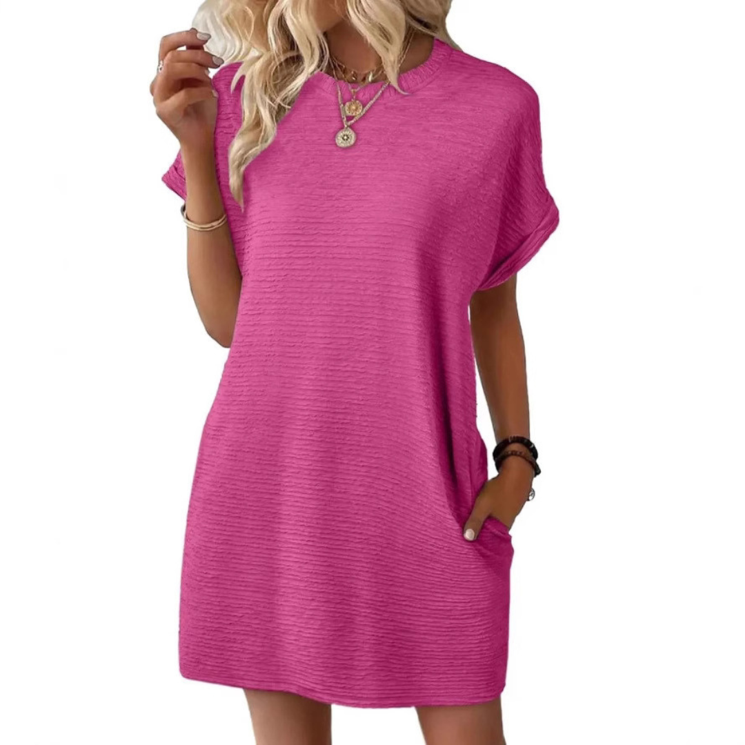EVASHA™ – Casual Minimalistisk Rund Hals Sommerkjole