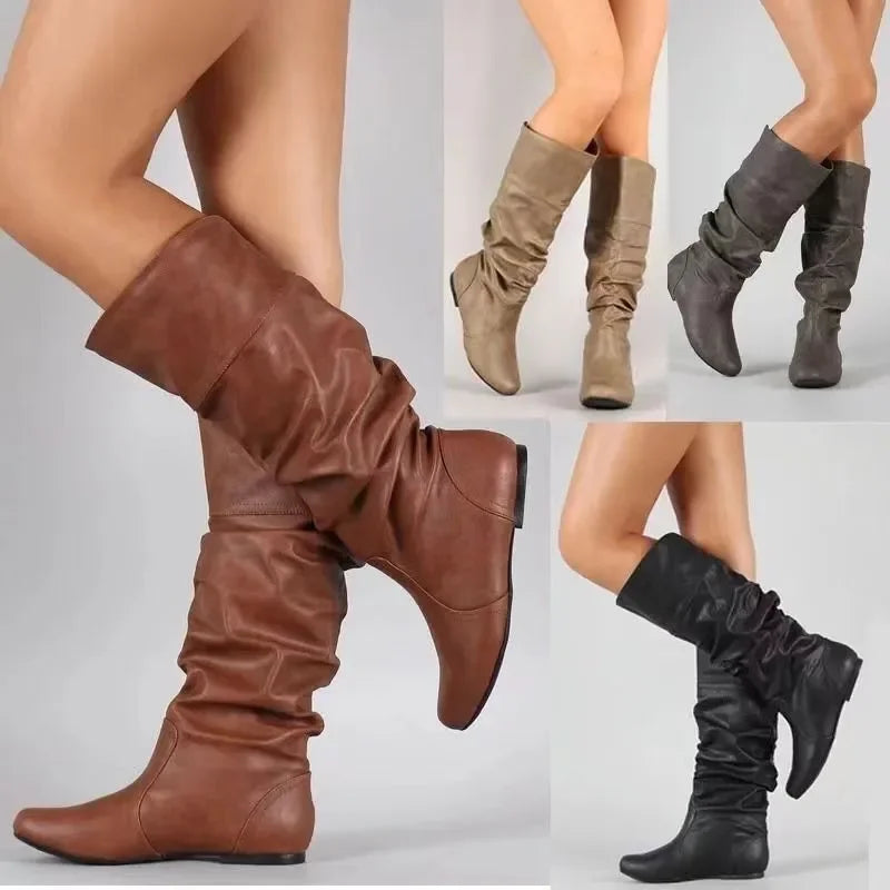 Bianca | Botas clássicas estilo cowboy de cano médio com detalhe de bico fino