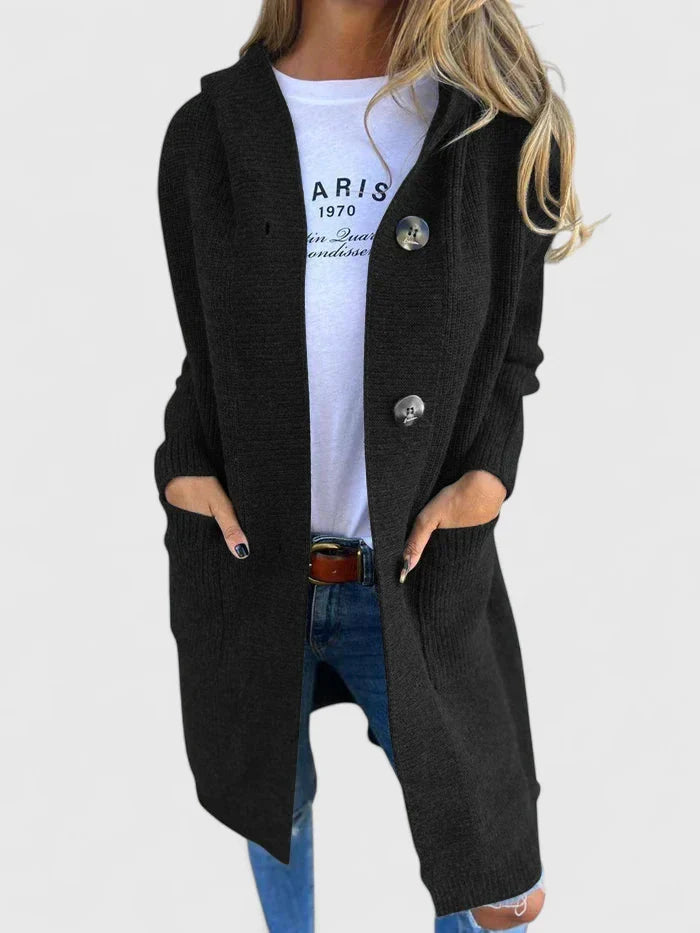 Cardigan Longline Ribbed Knit Buttoned Pocket Outerwear Layer
