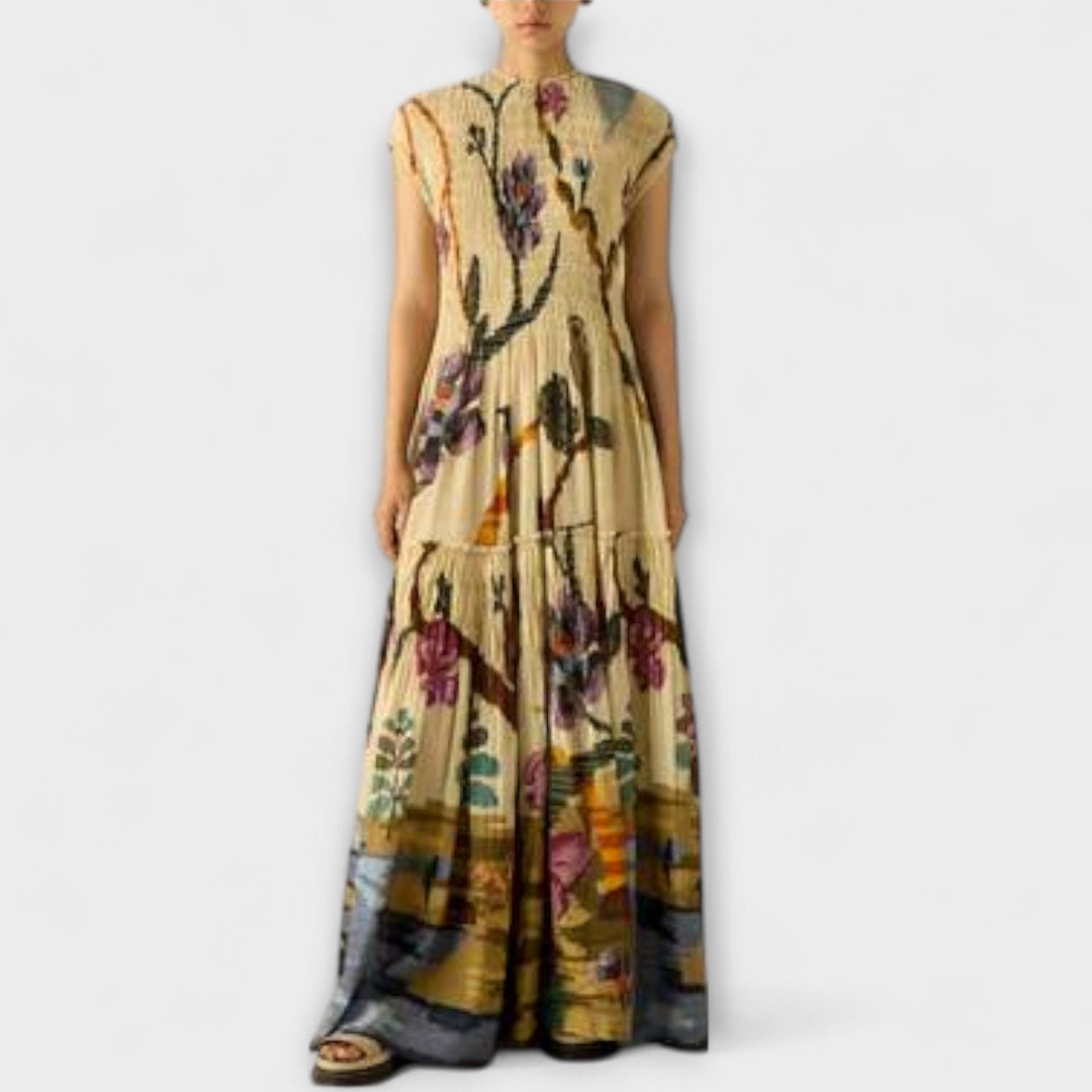Amanda - Maxikleid mit plissiertem Druckmuster