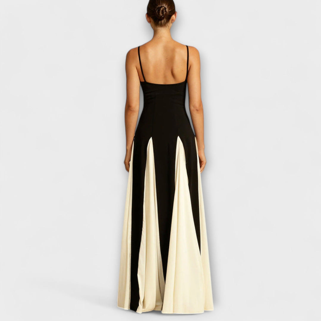 Ember - Classico Abito Lungo A-Line con Pannelli in Tulle