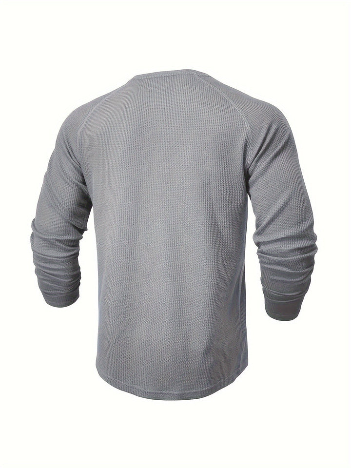 Callum | Polished Long Sleeve Henley Shirt with Button Placket and Tailored Fit