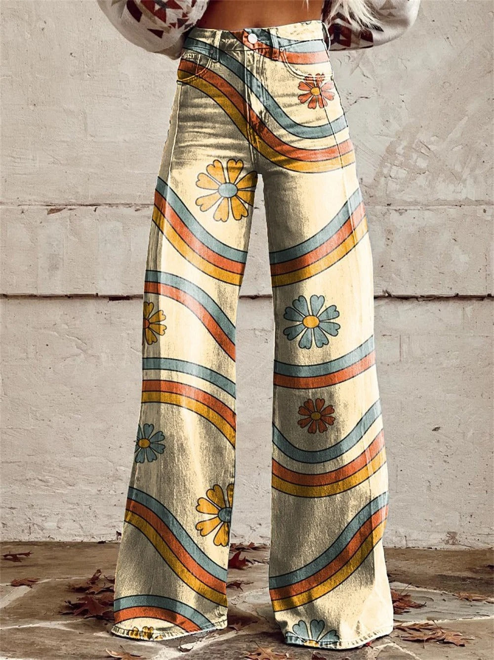 Lily | Pantalon Large Rayé Multicolore
