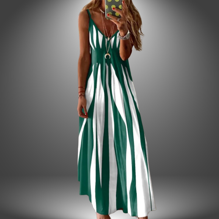Alicia | Gestreiftes ärmelloses Maxikleid
