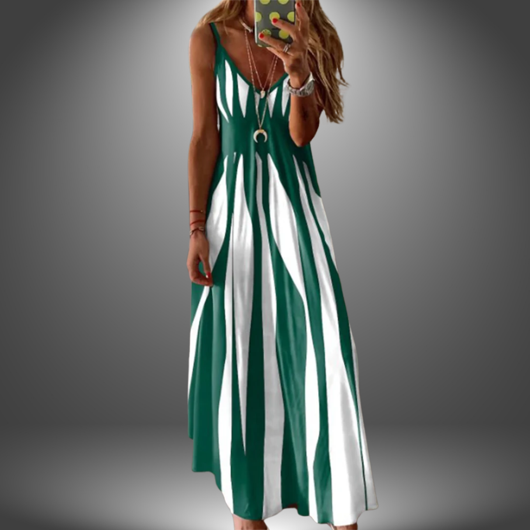 Aria - Vestido largo sin mangas elegante con rayas estampadas