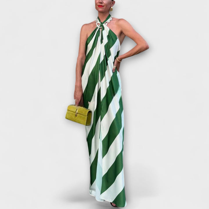 Marlowe - Gestreiftes Neckholder Maxikleid ohne Rücken