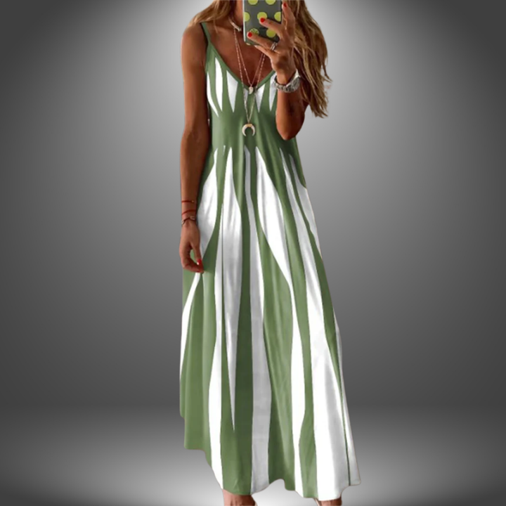 Aria - Vestido largo sin mangas elegante con rayas estampadas