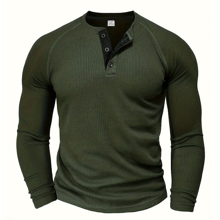 Callum | Polished Long Sleeve Henley Shirt with Button Placket and Tailored Fit