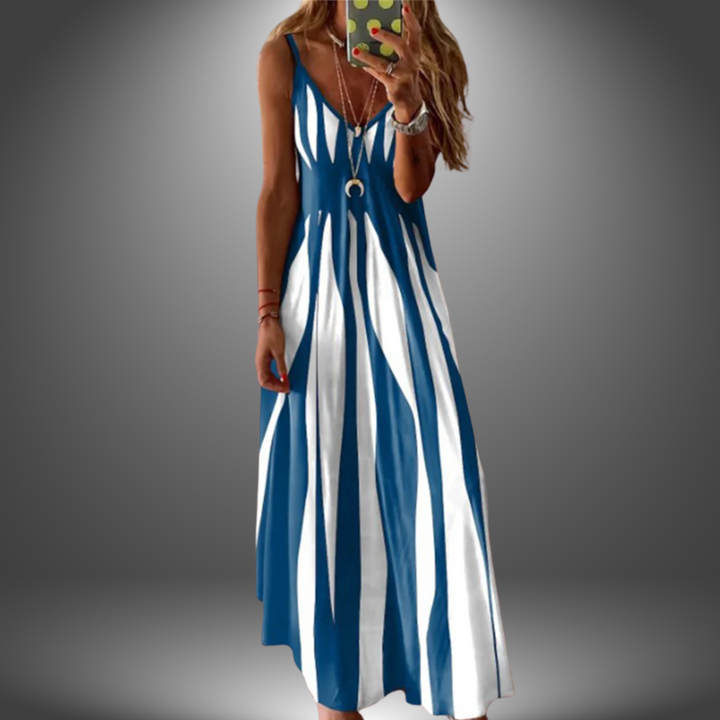 Alicia | Gestreiftes ärmelloses Maxikleid