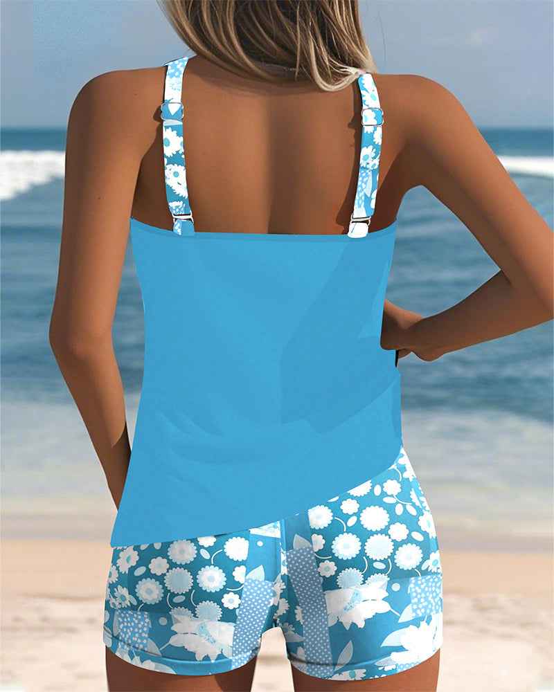 Úzký tankini top s potiskem a set boxerek