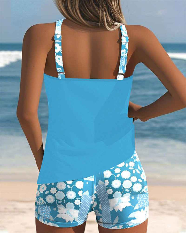 Úzký tankini top s potiskem a set boxerek