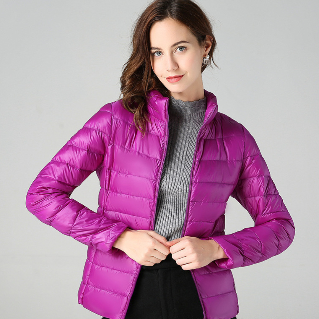 Women's Jacket Cotton Down Waterproof Lightweight Packable Pockets Office Travel