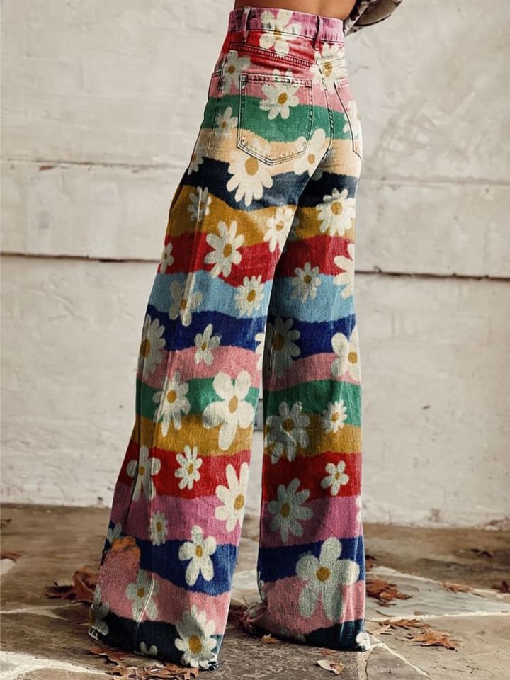 Lily | Pantalon Large Floral Rayé
